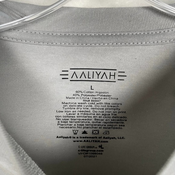 NWT Aaliyah Princess of R&B Long Sleeve Gray Vinyl Graphic Tee Size Large Unisex - Picture 5 of 9